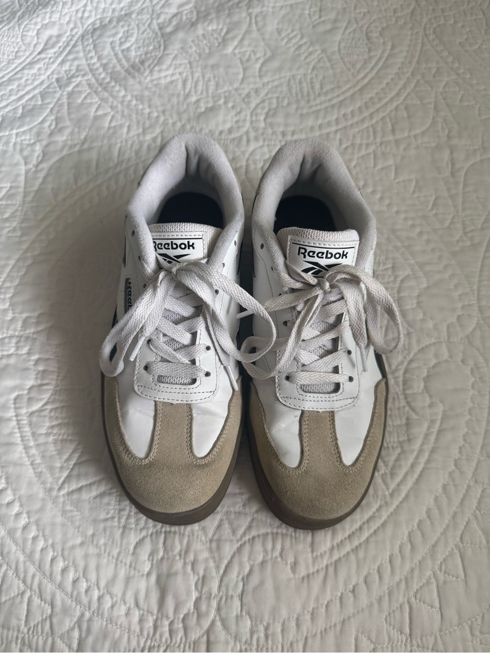 Reebok Classic Women's White and Tan Leather Sneaker